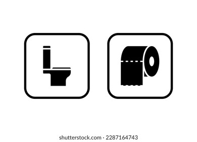 Compact toilet seat pot bowl icon vector illustration. Toilet Paper sign symbol silhouette pictogram in frame