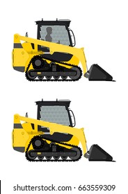 Compact Track Loader. Side View. Flat Vector.