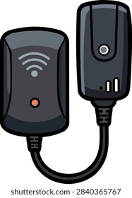 Compact wireless radio receiver module for off-camera flash speedlight triggering flat outline icon