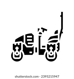 vector de icono de glifo del vehículo de construcción del rodillo de compactación. señal del vehículo de construcción del rodillo de compactación. ilustración de símbolo aislado