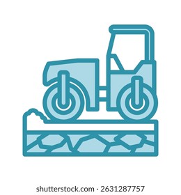 Compactor mini ilustração ícone de cor de tom duplo, uso para engenharia civil, indústria, construção, UI, kit UX, aplicativo e desenvolvimento web, digital ou impressão.