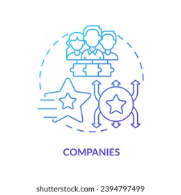 Companies blue gradient concept icon. Innovative product. Marketing strategy. Market trend. Public relation. Brand promotion abstract idea thin line illustration. Isolated outline drawing