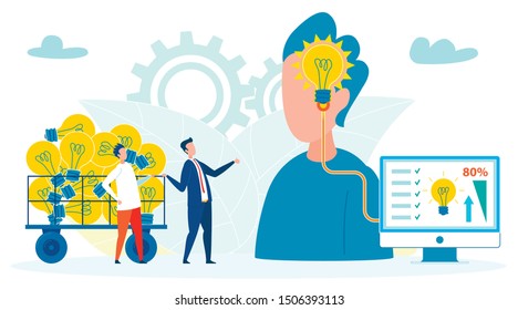 Companies Exploiting People For Ideas Illustration. Collecting Thoughts, Opinions Through Online Polls Cartoon Metaphor. Corporation Coaching, Learning Program For Work Performance Increase