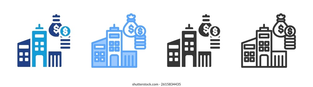 Companies icon set multiple style collection
