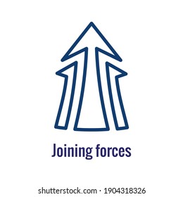 Companies merging together, one buying out the other - icon set banner