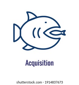 Companies merging together, one buying out the other - icon set banner