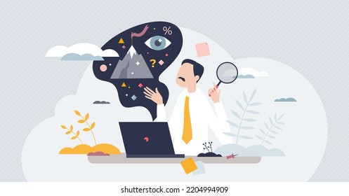 Companies mission and company future vision or target tiny person concept. Organization value and principle decision with statement about plan or commitments vector illustration. Businessman objective