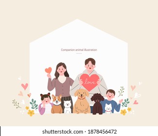companion animals illustration with people
