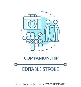 Companionship blue concept icon. Personal care and companionship service abstract idea thin line illustration. Isolated outline drawing. Editable stroke. Arial, Myriad Pro-Bold fonts used