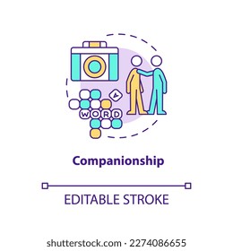Companionship concept icon. Personal care and companionship service abstract idea thin line illustration. Isolated outline drawing. Editable stroke. Arial, Myriad Pro-Bold fonts used