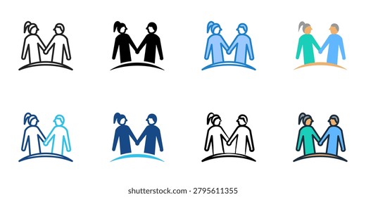 Companionship icons set multiple style collection. Editable stroke 
