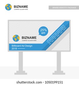 Company advertisement bill board creative design with blue theme