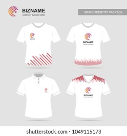 Company advertisment t-shirts with logo and slogan vector