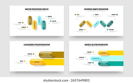 Análise da empresa Quatro Cinco Duas Três Opção Infográfico Slideshow Layout Vetor Ilustração Coleção. Marketing Innovation 4 5 2 3 Etapa Diagrama Apresentação Conjunto de design.