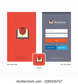 Company Artificial intelligence Splash Screen and Login Page design with Logo template. Mobile Online Business Template