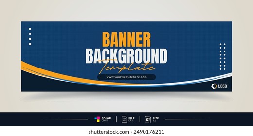 company banner design template with blue color and dynamic shapes