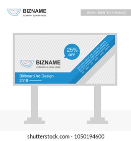 Company bill board design with blue theme vector with water melo