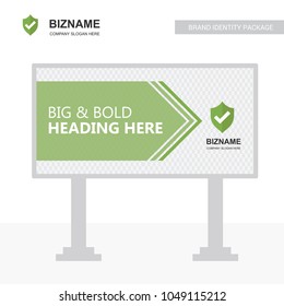 Company bill board design vector with shield logo