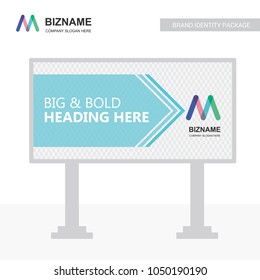 Company bill board design vector with m logo