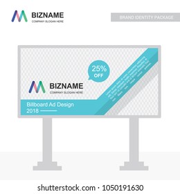 Company bill board design vector with m logo