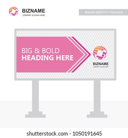 Company bill board design vector with world map logo