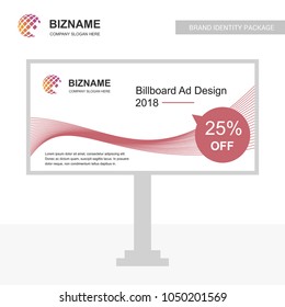 Company bill board design vector with red theme with world map 