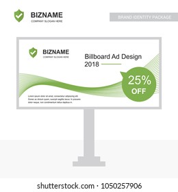 Company bill board design vector with sheild logo