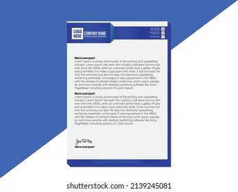 company blue color letterhead design template