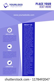 Company blue flyer design. Vector illustration.