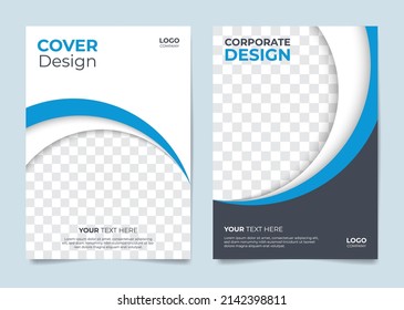 Company Book Cover Design Template size a4. blue and white color, Customizable for, company profile, Brochure, Annual Report, Magazine, Poster, Business Presentation, Portfolio, Flyer, Banner, Website