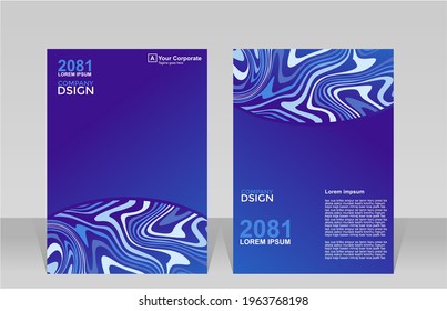 Company Book Cover Trendy Acrylic Fluid Vector Blue Rounded Template Design