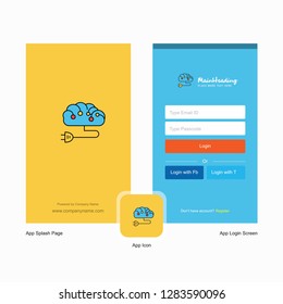 Company Brain circuit  Splash Screen and Login Page design with Logo template. Mobile Online Business Template