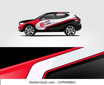 Company Branding Car Decal Wrap Design Vector. Graphic Abstract Stripe Racing Background Kit Designs Company Car