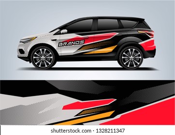 Company branding Car decal wrap design vector. Graphic abstract stripe racing background kit designs company car
