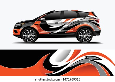 Company branding Car decal wrap design vector. Graphic abstract stripe racing background kit designs company car dekal
