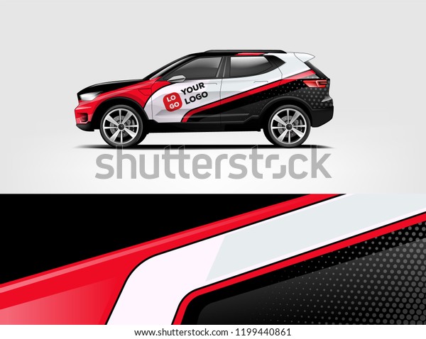 Company\
branding Car decal wrap design vector. Graphic abstract stripe\
racing background kit designs company\
car