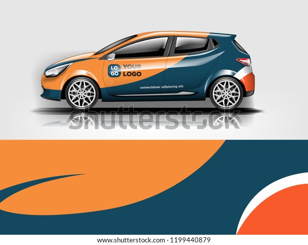 Company\
branding Car decal wrap design vector. Graphic abstract stripe\
racing background kit designs company\
car