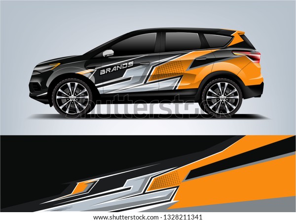 Company\
branding Car decal wrap design vector. Graphic abstract stripe\
racing background kit designs company\
car\
