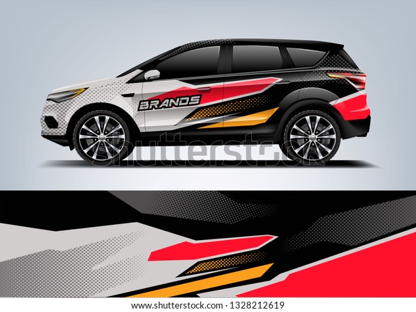 Company\
branding Car decal wrap design vector. Graphic abstract stripe\
racing background kit designs company\
car\
