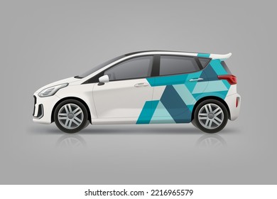 Company branding Car mockup editable vector template. Abstract branding background on corporate Car. Branding vehicle mock-up