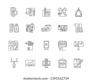 Company branding line icons, signs, vector set, outline illustration concept 