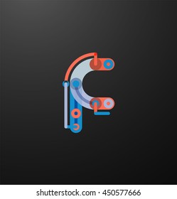 Logo de marca de la empresa de letras iniciales en negro. Dibujo plano de diseño industrial de alambre o tubo de tipo ABC