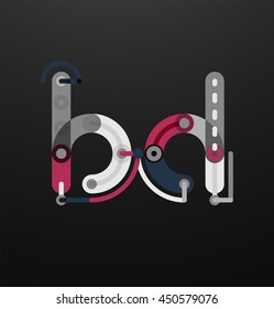 Company branding logo of initial letters on black. Flat cartoon industrial wire or tube design of ABC typeface