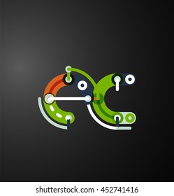 Logo de marca de la empresa de letras iniciales en negro. Dibujo plano de diseño industrial de alambre o tubo de tipo ABC
