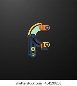 Company branding logo of initial letters on black. Flat cartoon industrial wire or tube design of ABC typeface