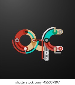 Logo de marca de la empresa de letras iniciales en negro. Dibujo plano de diseño industrial de alambre o tubo de tipo ABC