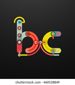 Company branding logo of initial letters on black. Flat cartoon industrial wire or tube design of ABC typeface