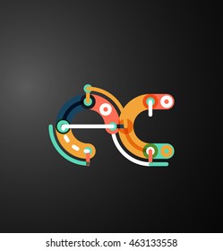 Company branding logo of initial letters on black. Flat cartoon industrial wire or tube design of ABC typeface