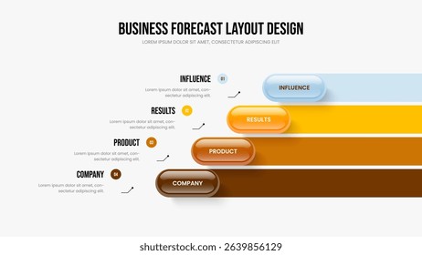 Company Briefing Four Element Diagram Slideshow Design. Visual Visualization 4 Option Infographic Slide Layout. Investor Review Presentation Template Vector Illustration.