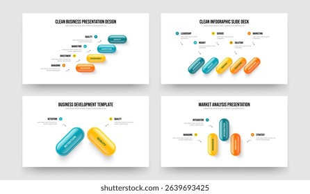 Company Briefing Four Five Two Three Option Infographic Frame Template Vector Illustration Set. Financial Analysis 4 5 2 3 Step Diagram Presentation Layout Collection.